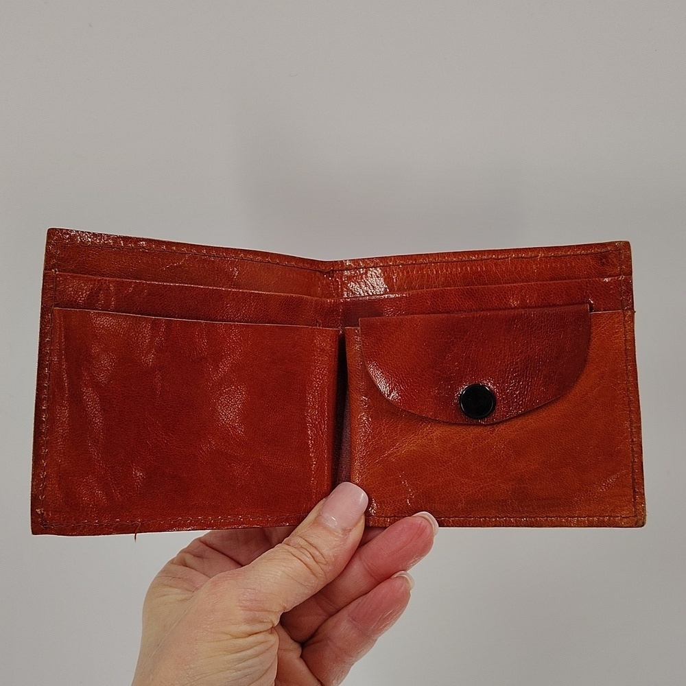 Vintage Leather Embossed Elephant Wallet Coin & Bill Bilfold Handcrafted India - Picture 3 of 5
